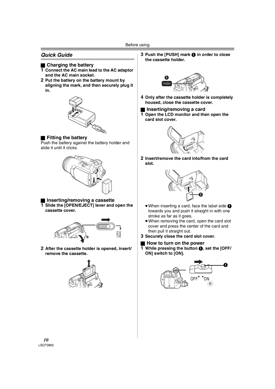 Panasonic PV-GS250 operating instructions Quick Guide 