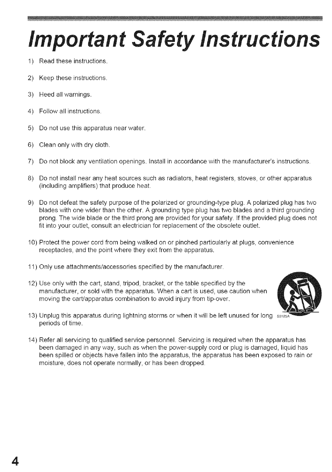 Panasonic PV-GS29, PV-GS39 operating instructions Important Safety instructions 