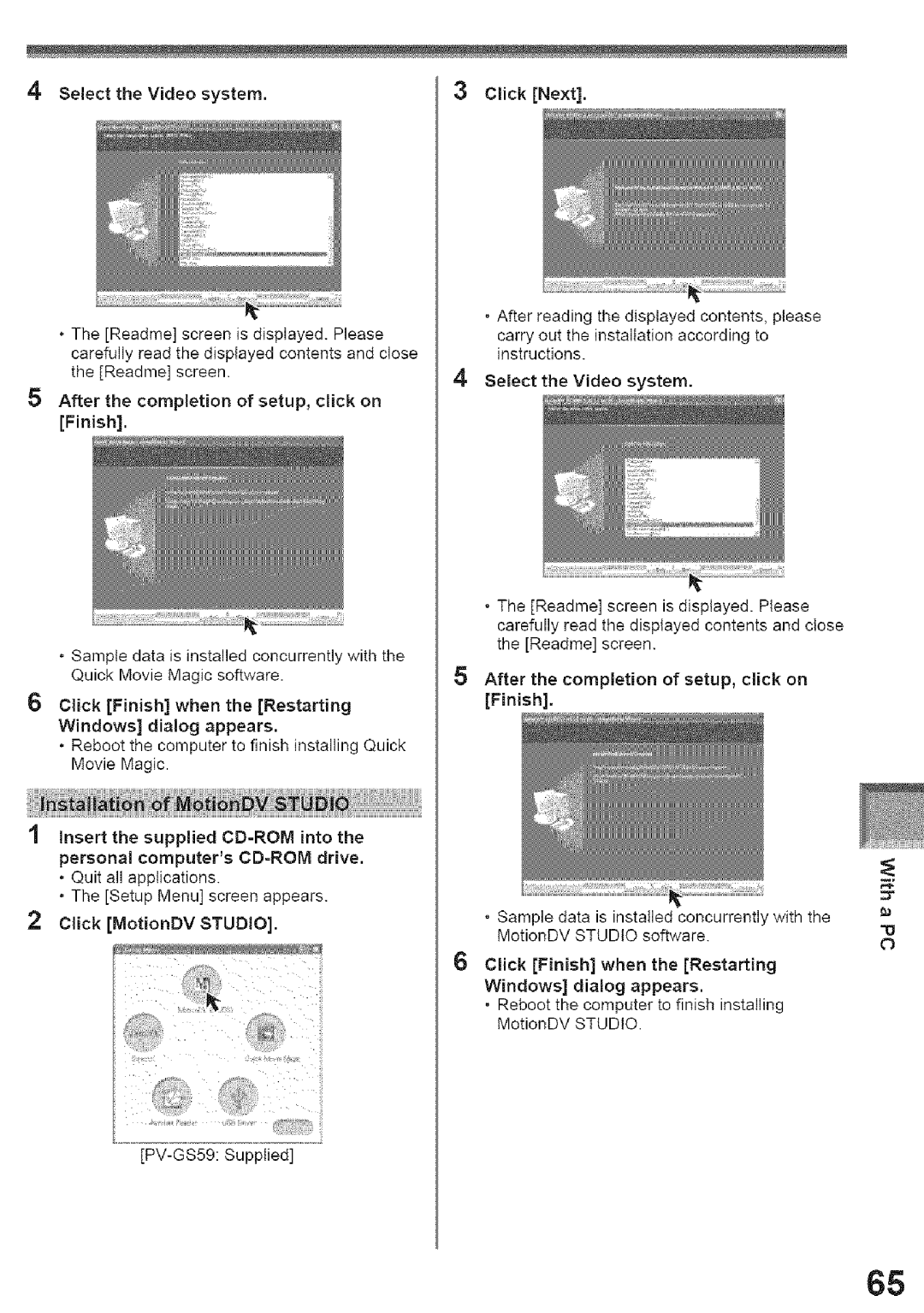 Panasonic PV-GS39, PV-GS29 operating instructions Click Finish when the Restarting 