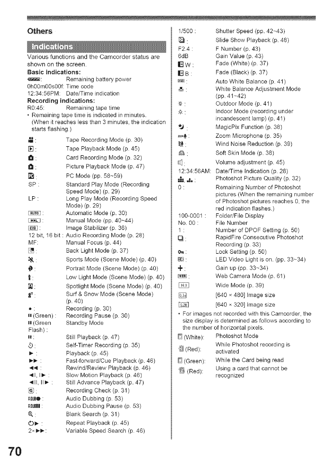 Panasonic PV-GS29, PV-GS39 operating instructions Basic indications, Iius 