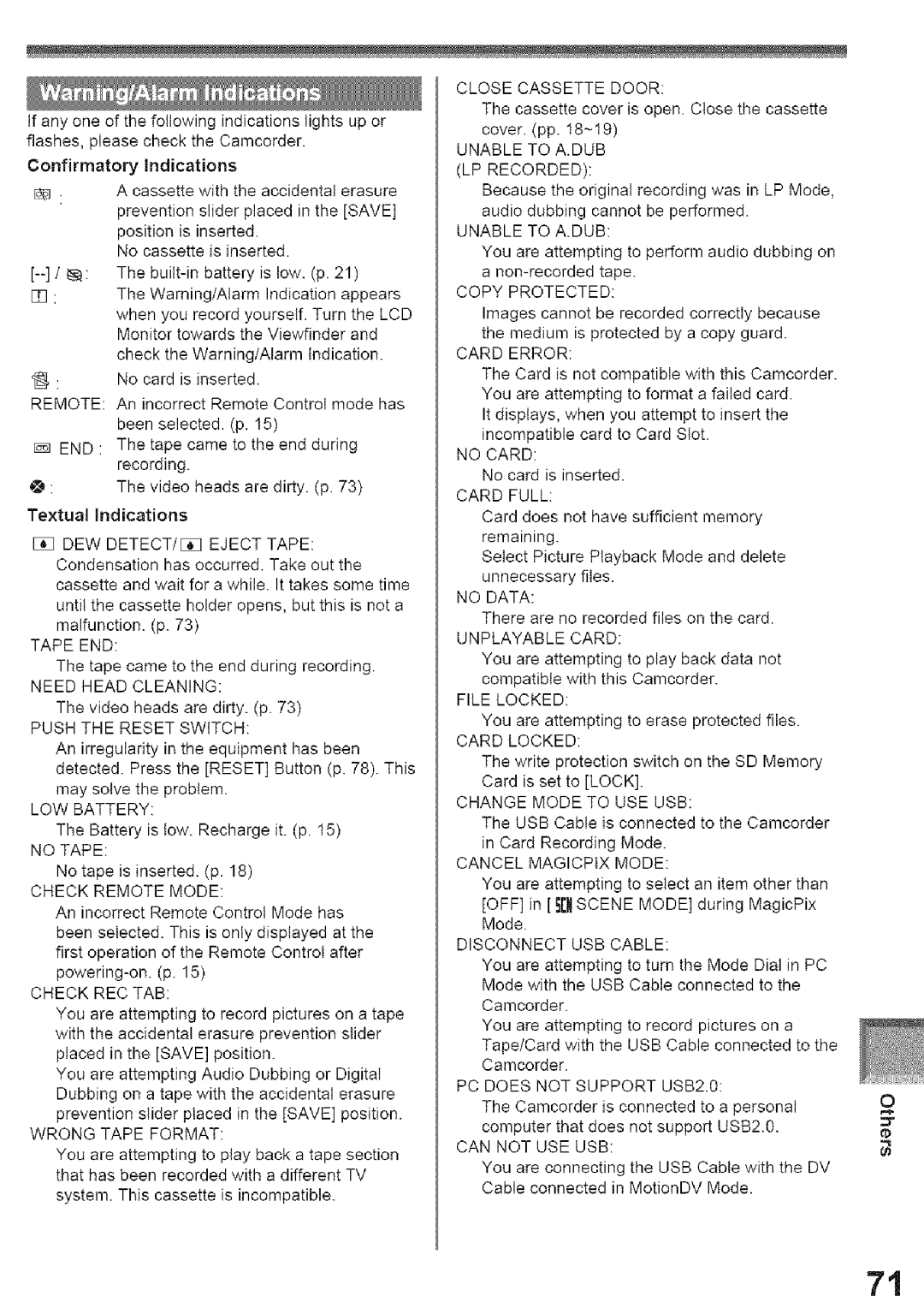 Panasonic PV-GS39, PV-GS29 operating instructions Textual Indications 