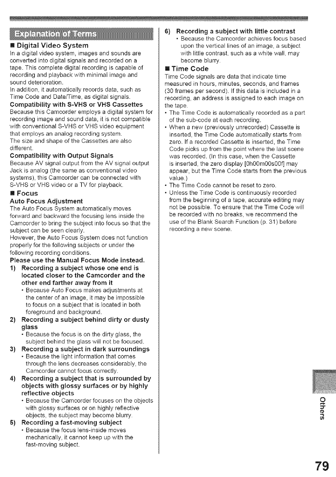 Panasonic PV-GS39, PV-GS29 operating instructions Please use the Manual Focus Mode instead 