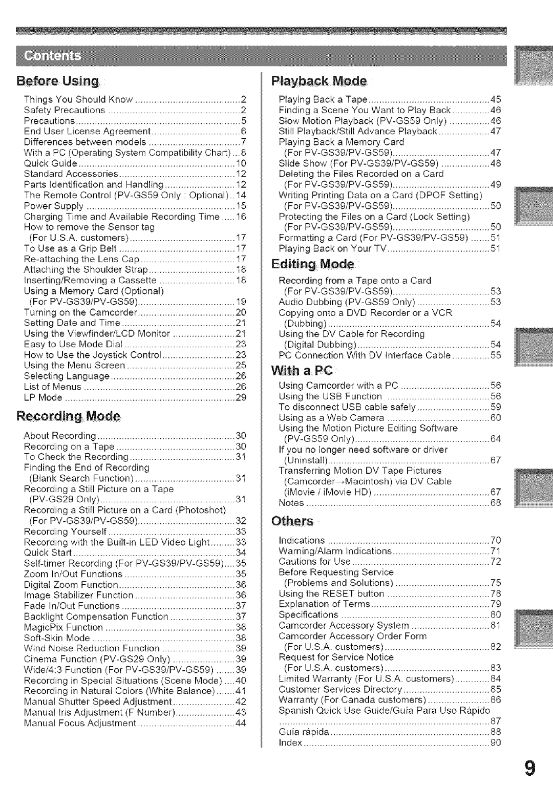 Panasonic PV-GS39, PV-GS29 operating instructions IMovie HD, Reset 