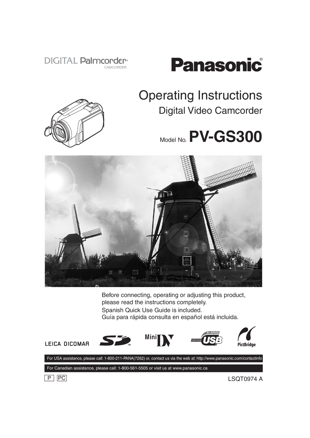 Panasonic PV-GS300 operating instructions Operating Instructions 