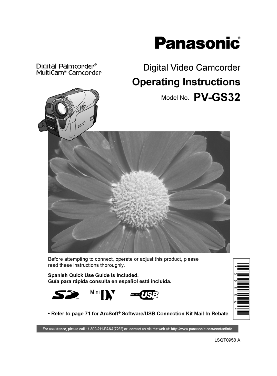 Panasonic PV-GS32 operating instructions Operating Instructions 