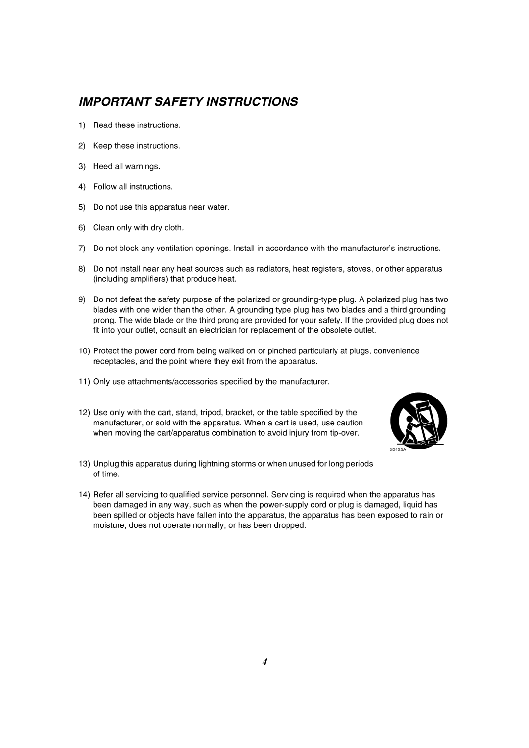 Panasonic PV-GS50-K operating instructions Important Safety Instructions 