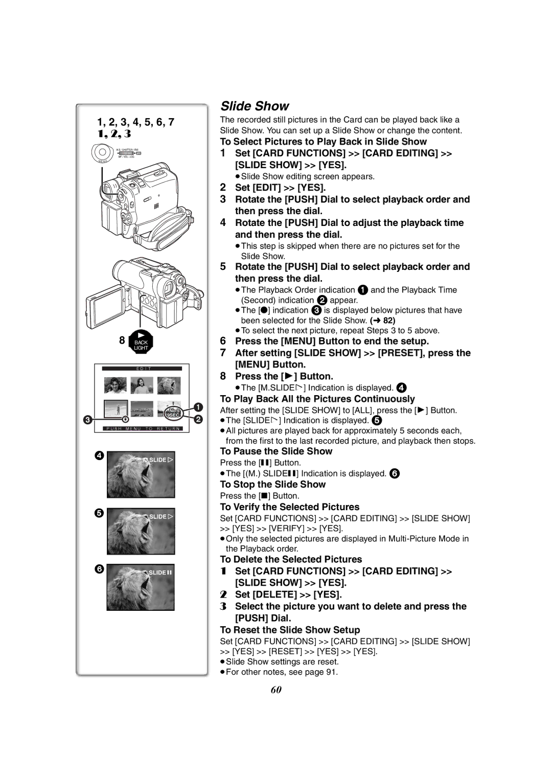 Panasonic PV-GS50-K operating instructions Slide Show, 3, 4, 5, 6 