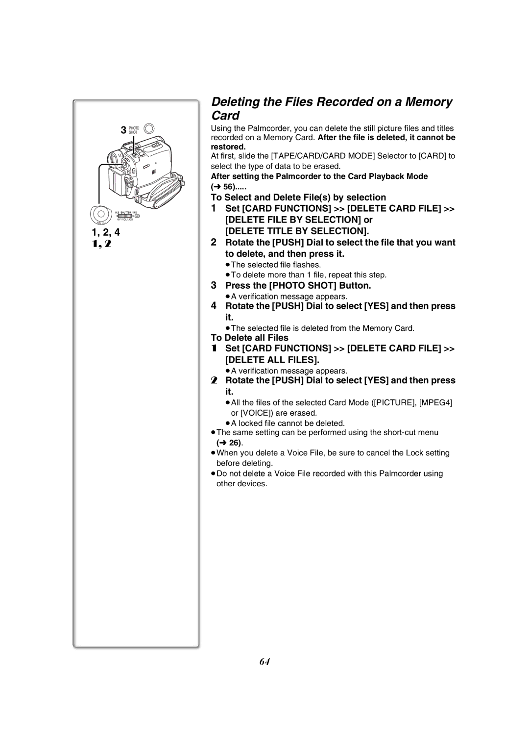 Panasonic PV-GS50-K operating instructions Shutter / Iris Push MF / VOL / JOG 