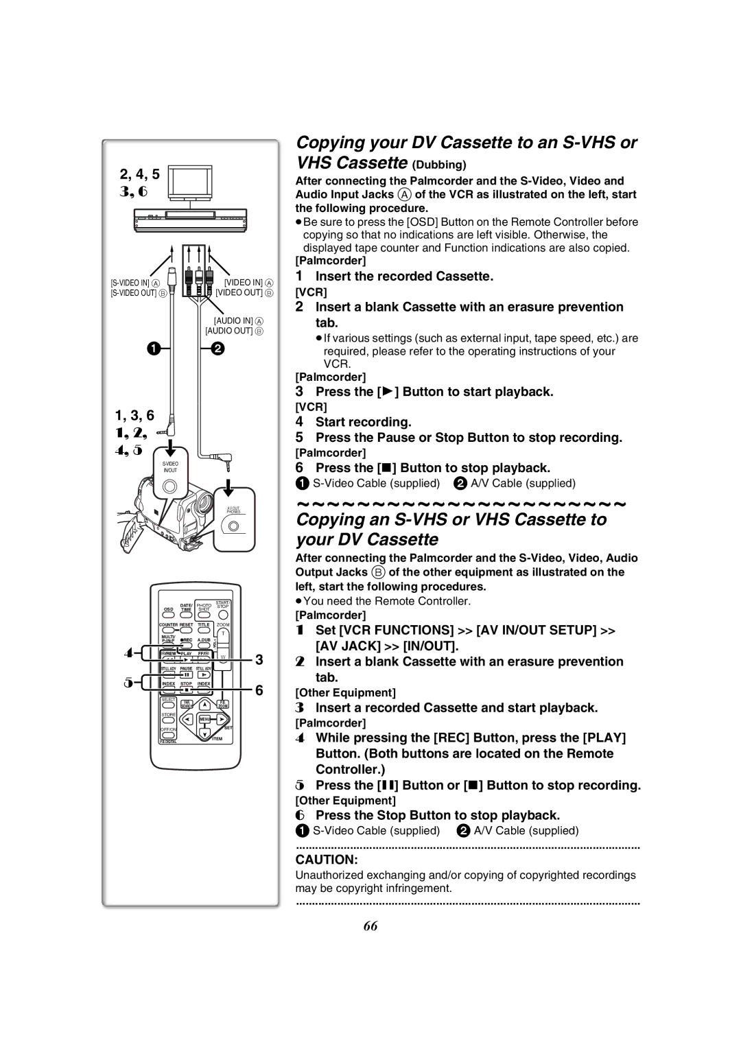 Panasonic PV-GS50-K operating instructions Copying an S-VHS or VHS Cassette to your DV Cassette 