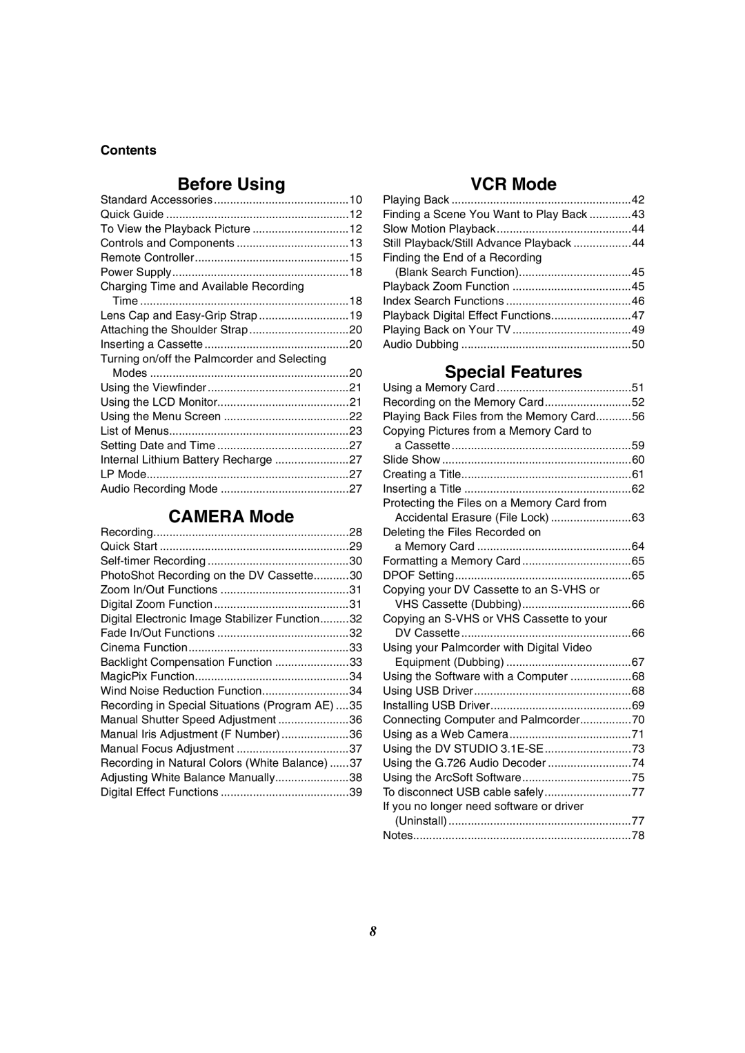 Panasonic PV-GS50-K operating instructions Contents 