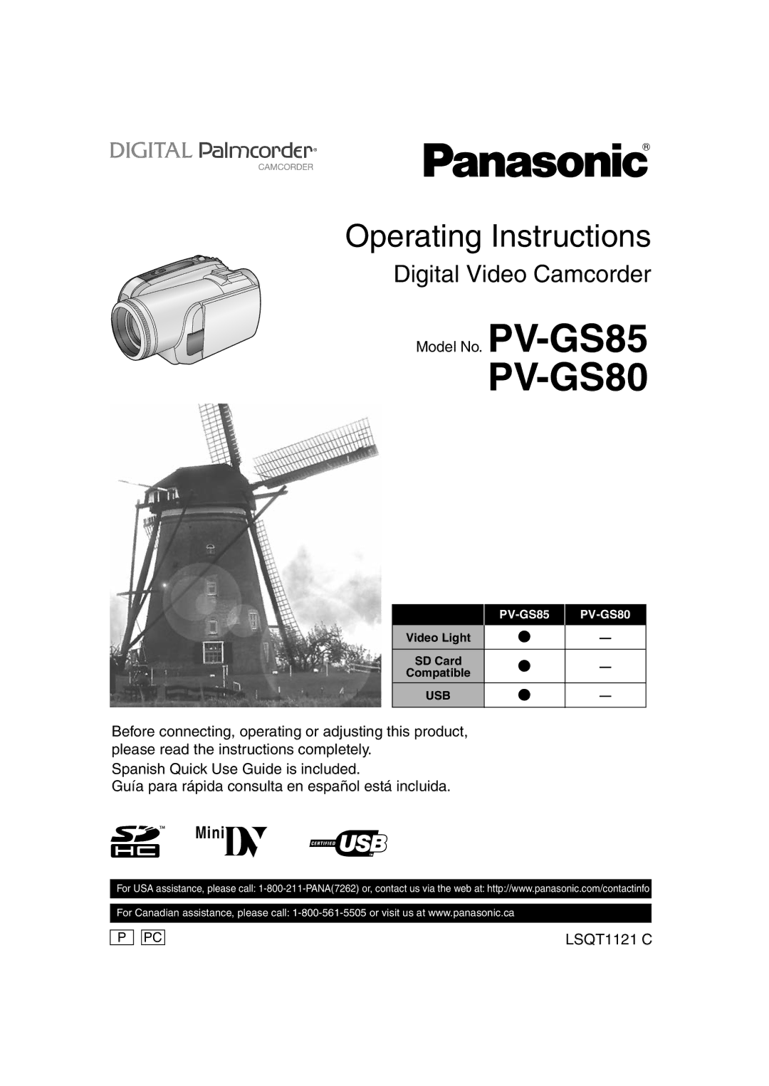 Panasonic PV-GS80 operating instructions 