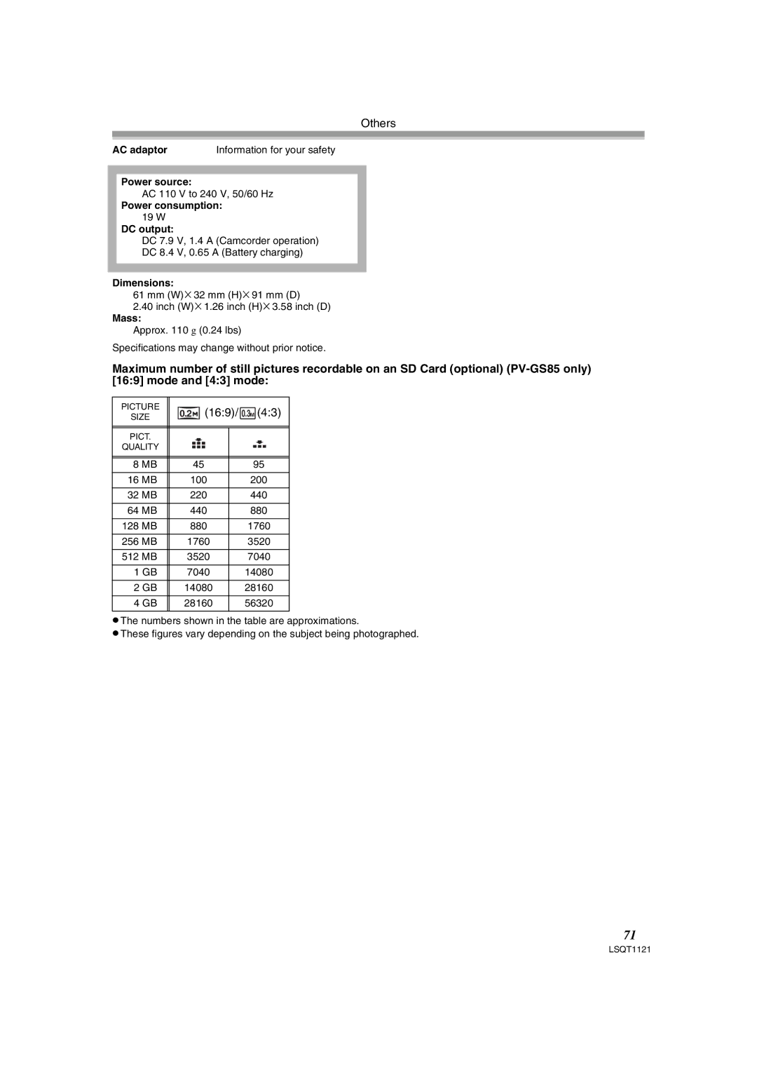 Panasonic PV-GS80 operating instructions 169 