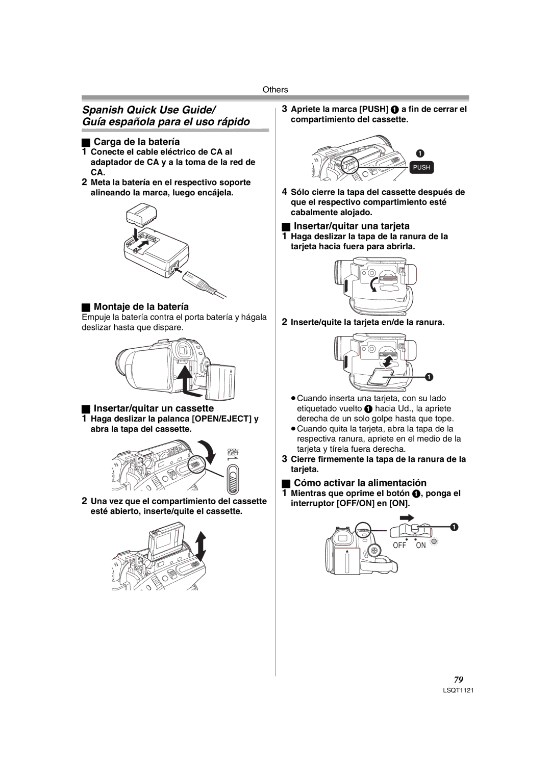 Panasonic PV-GS80 operating instructions Spanish Quick Use Guide Guía española para el uso rápido 