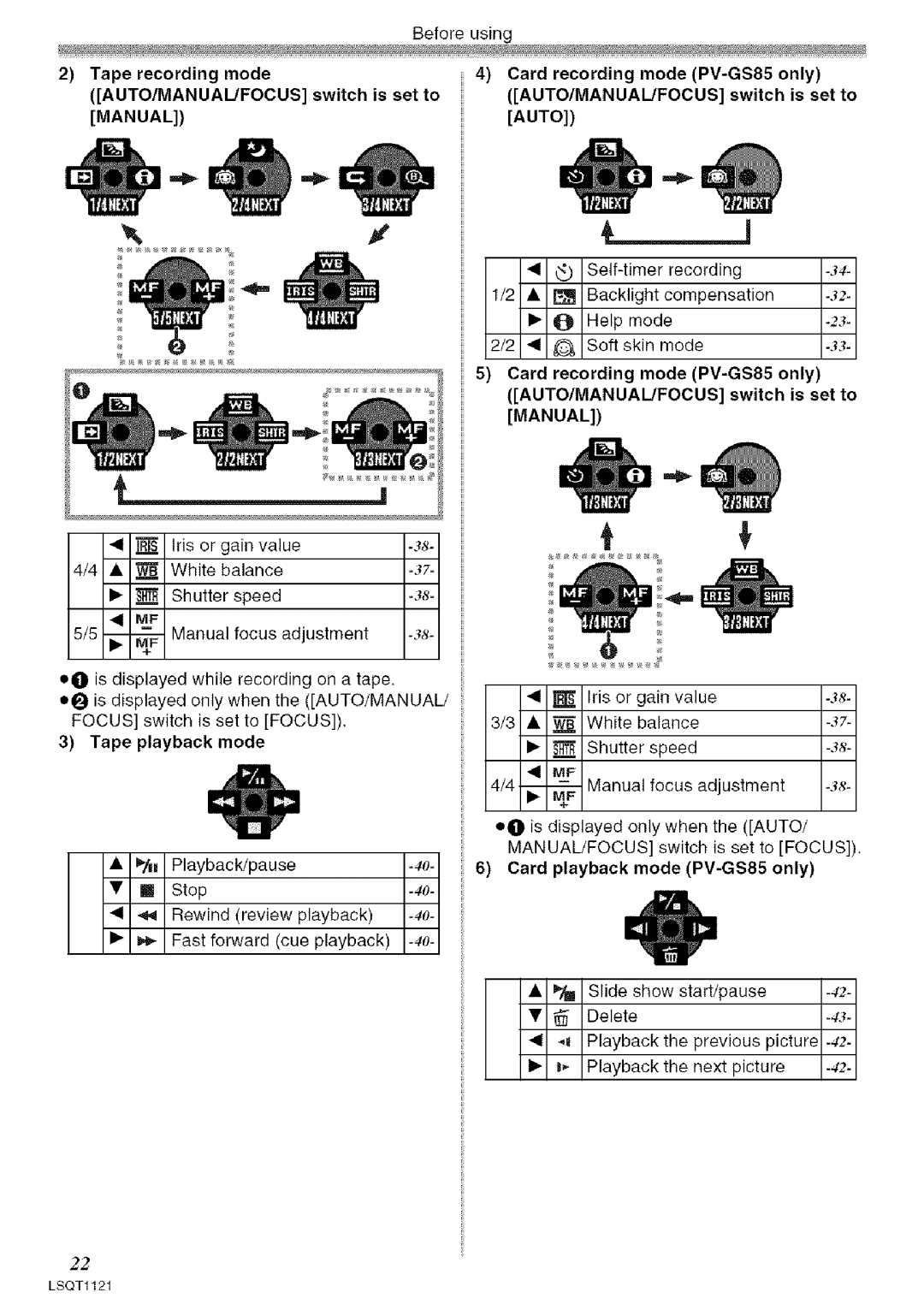 Panasonic PV-GS80 operating instructions Card playback mode PV-GS85only 