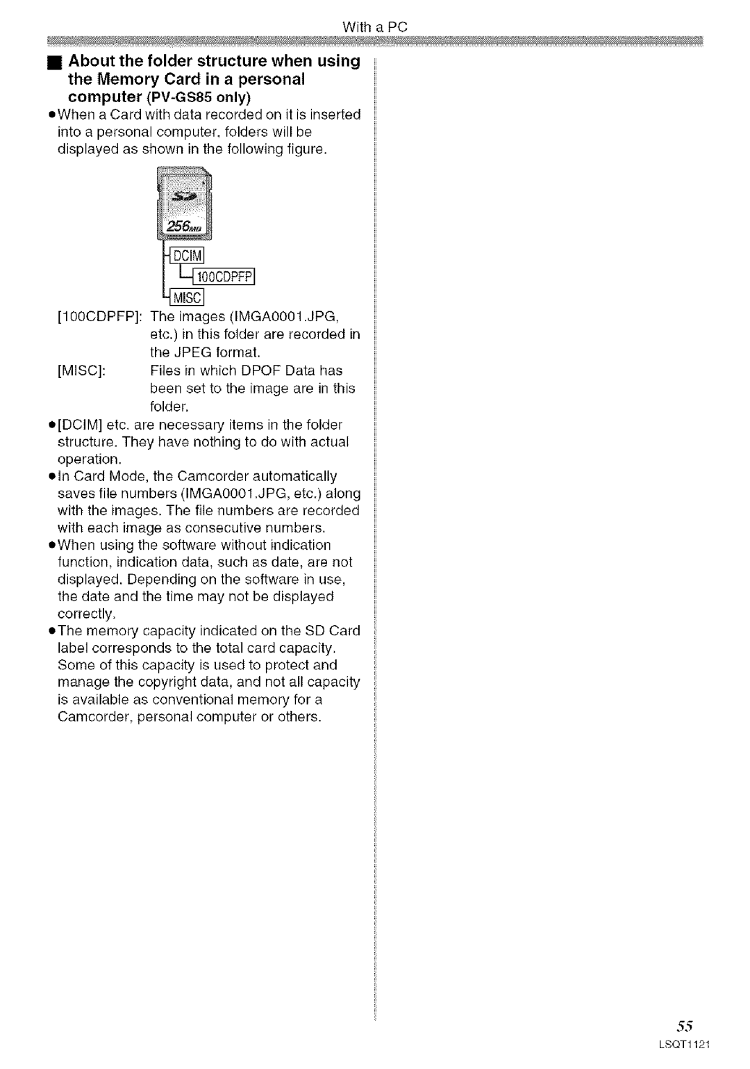 Panasonic PV-GS80 operating instructions Misc 