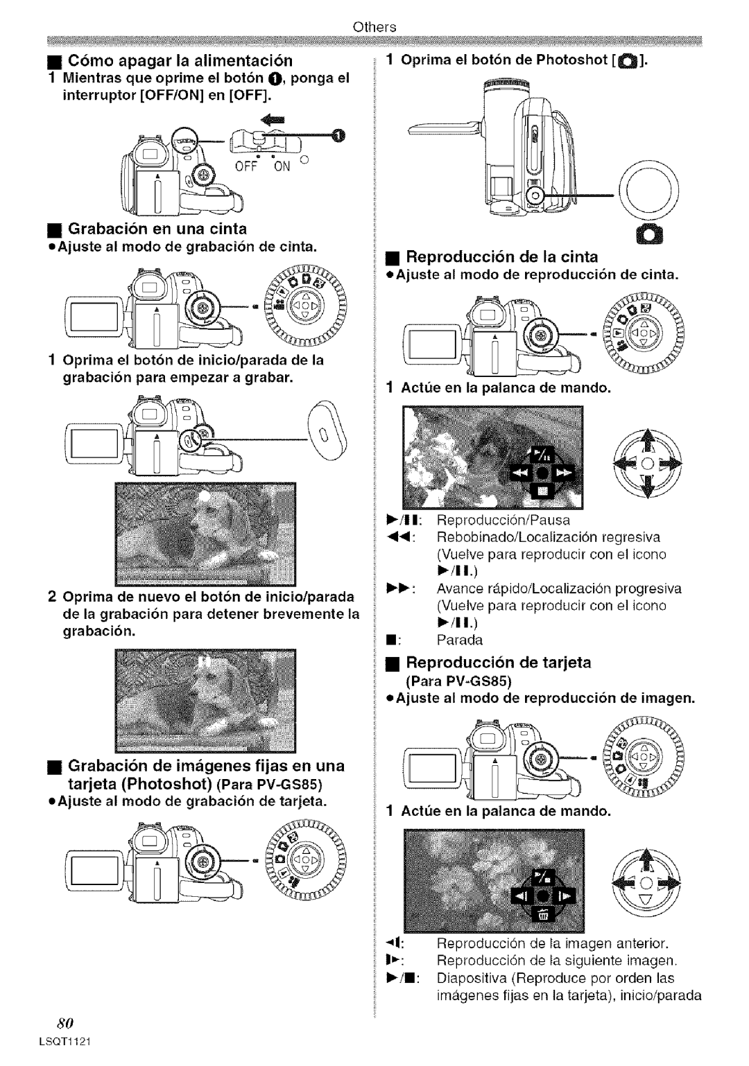 Panasonic PV-GS80 operating instructions Como apagar la alimentacion, El boton de Photoshot O 