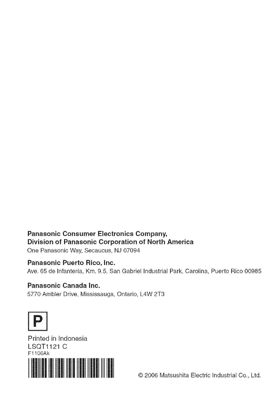 Panasonic PV-GS80 operating instructions Panasonic Puerto Rico, inc 