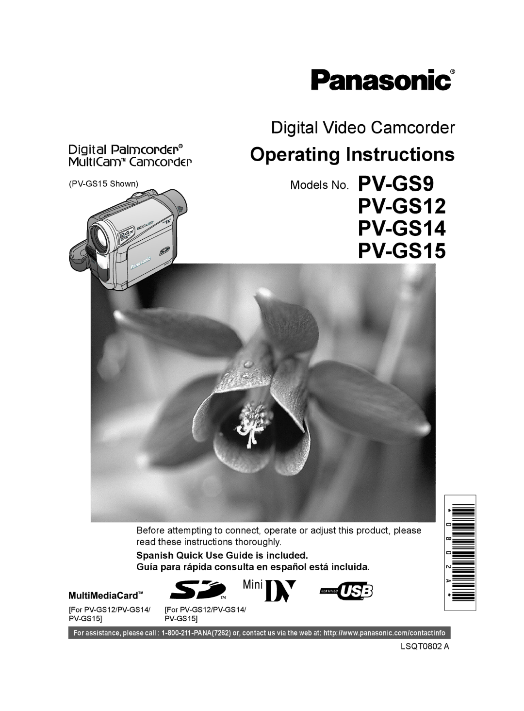 Panasonic PV-GS9 operating instructions PV-GS15 Shown 