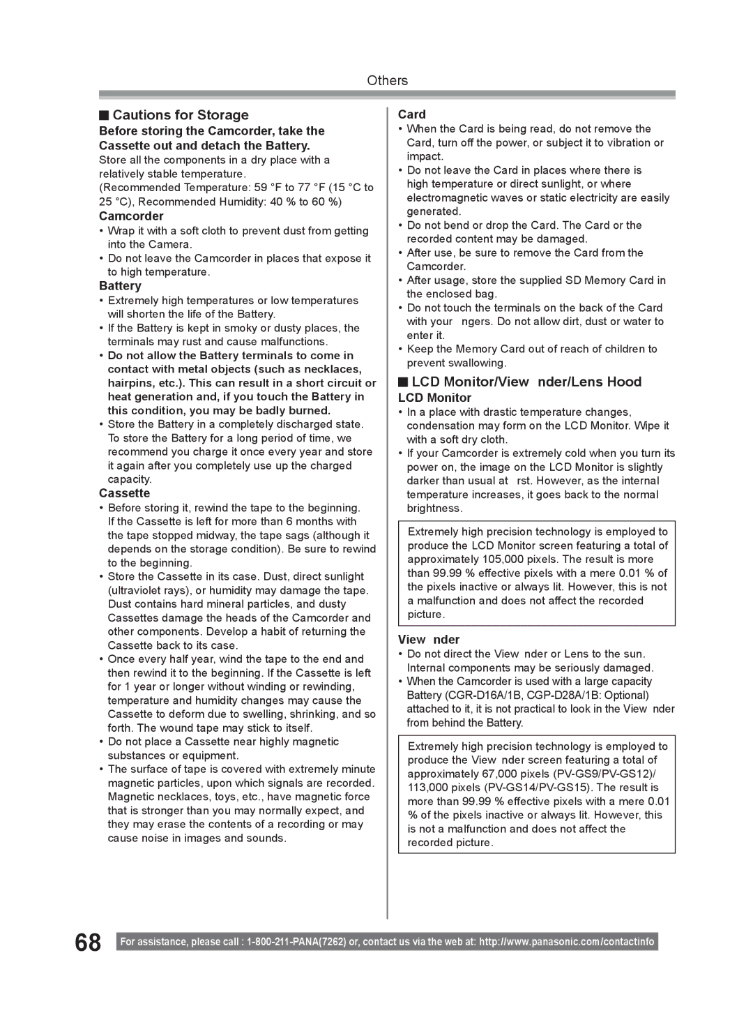 Panasonic PV-GS9 operating instructions LCD Monitor/Viewﬁnder/Lens Hood, Battery, Cassette 