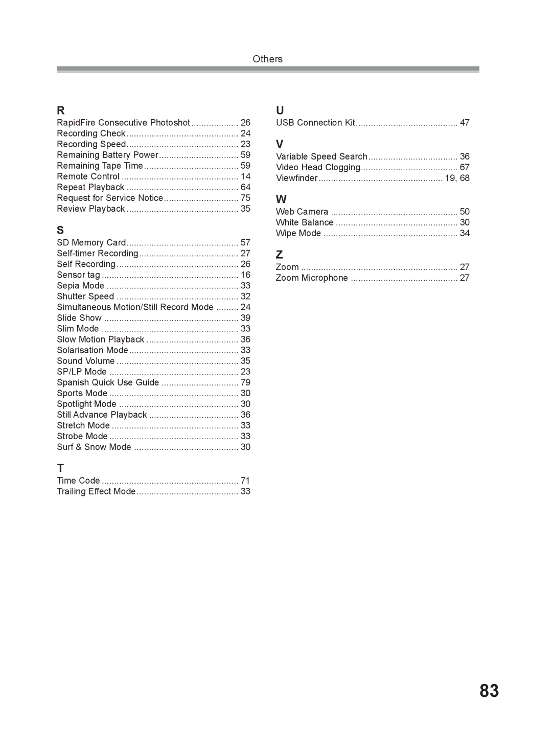 Panasonic PV-GS9 RapidFire Consecutive Photoshot Recording Check, Request for Service Notice Review Playback, Sensor tag 