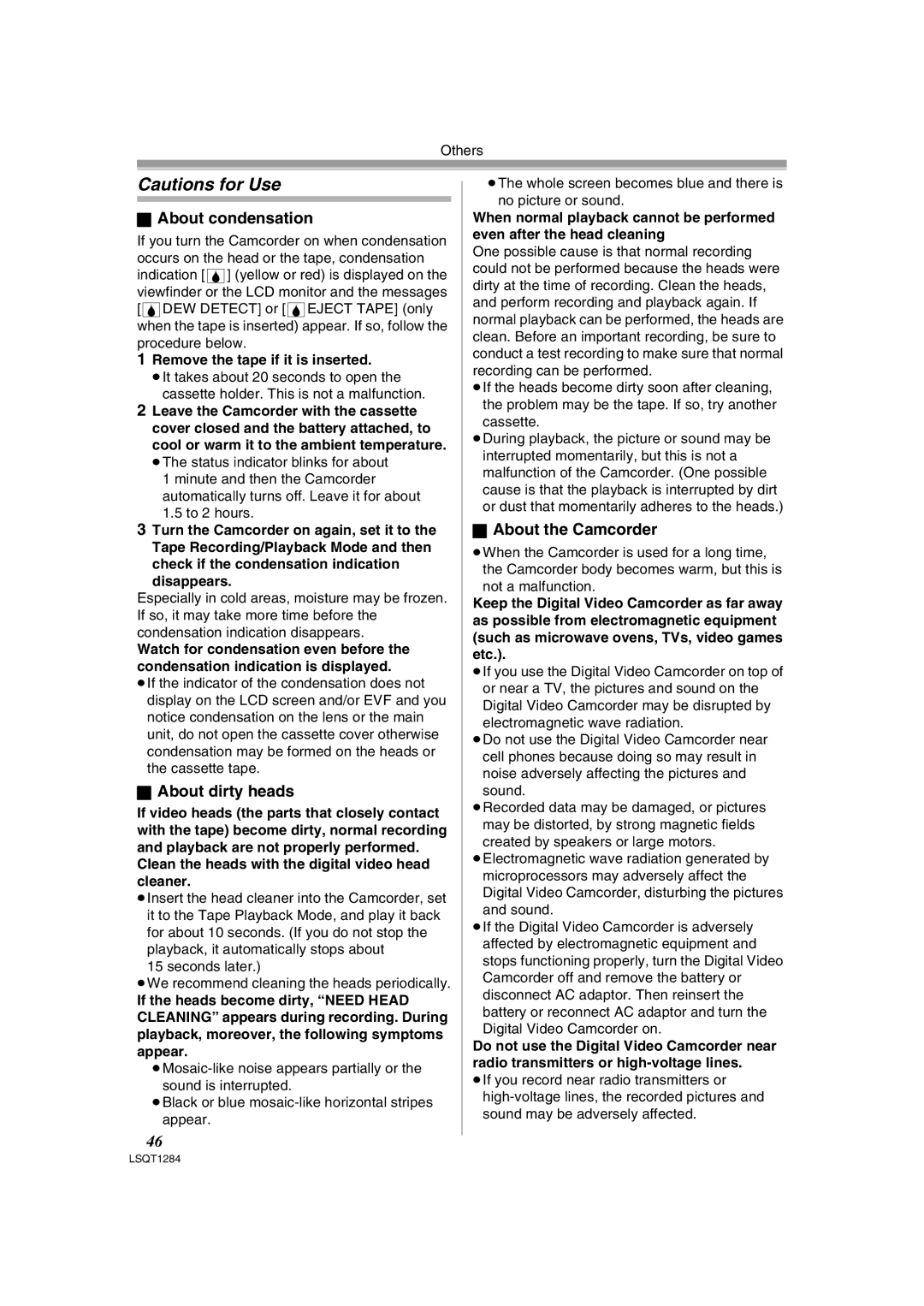 Panasonic PV-GS90PL-S, PVGS90P operating instructions About condensation, About dirty heads, About the Camcorder 