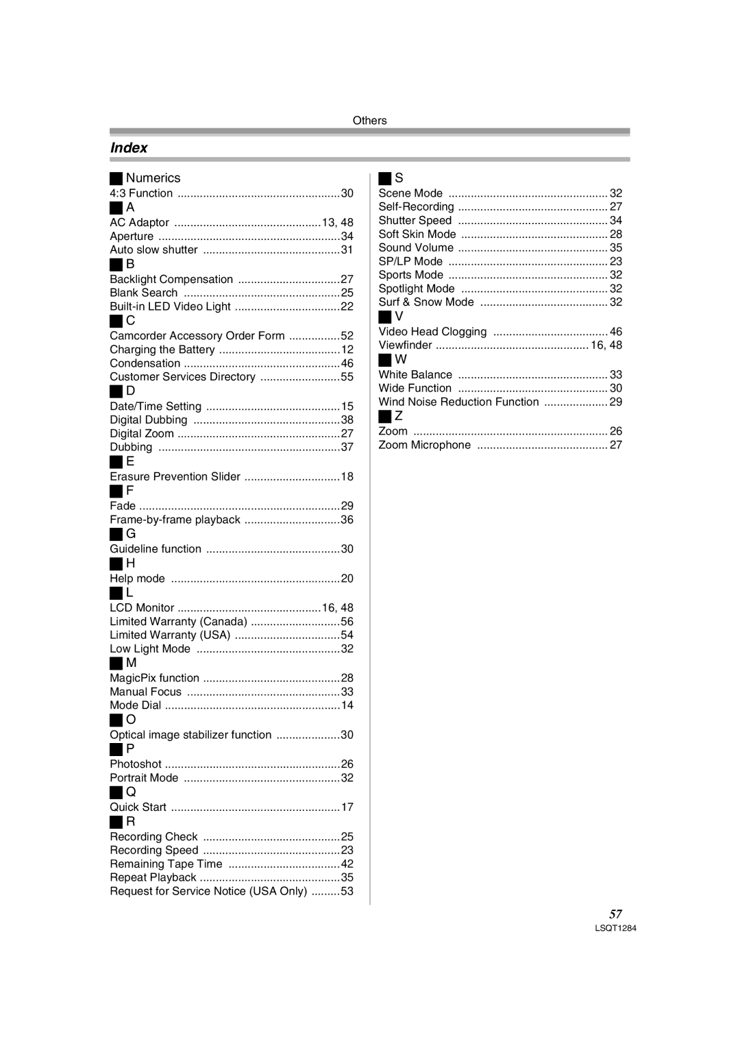 Panasonic PVGS90P, PV-GS90PL-S operating instructions Index, Numerics 