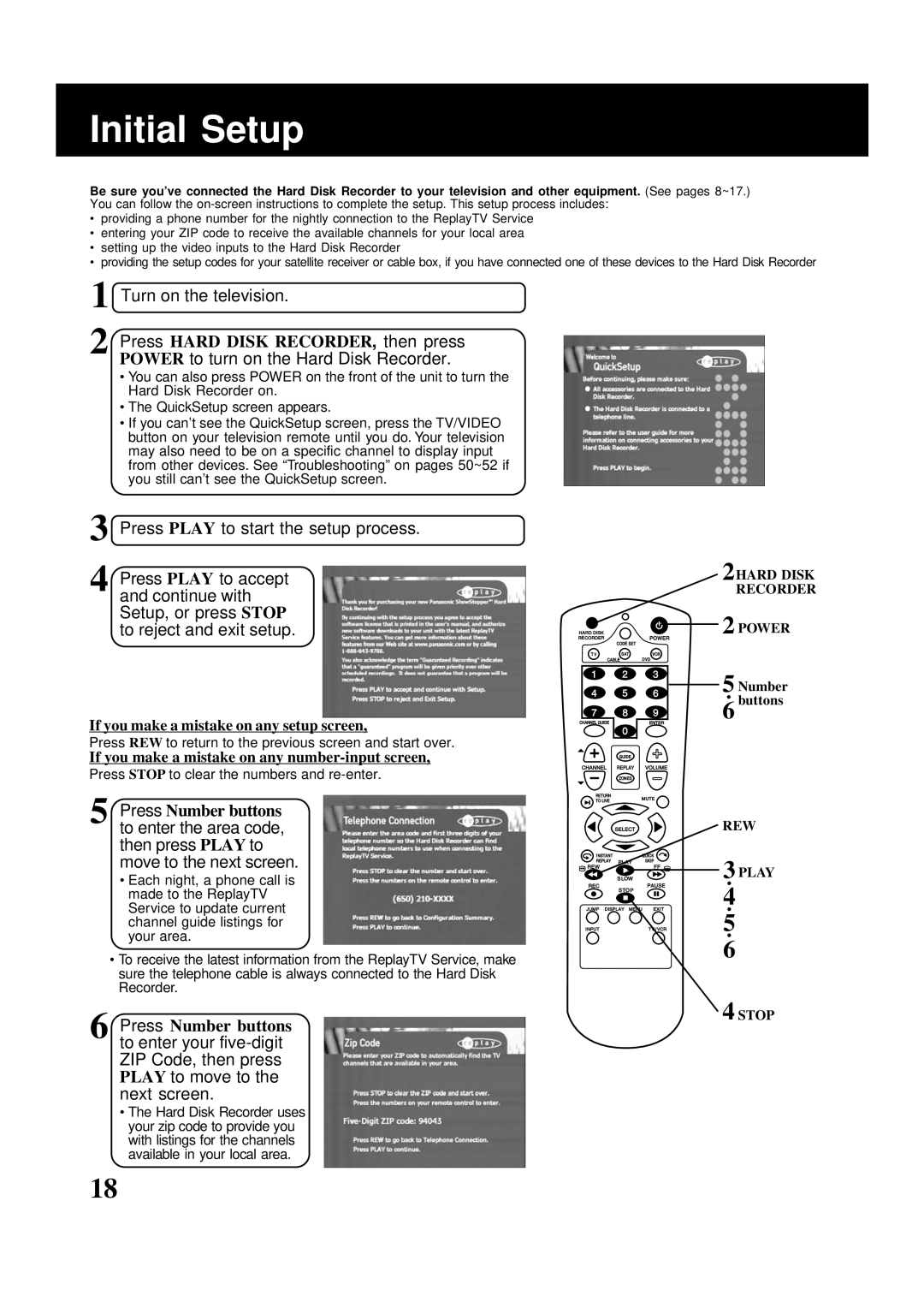 Panasonic PV-HS2000 operating instructions Initial Setup 