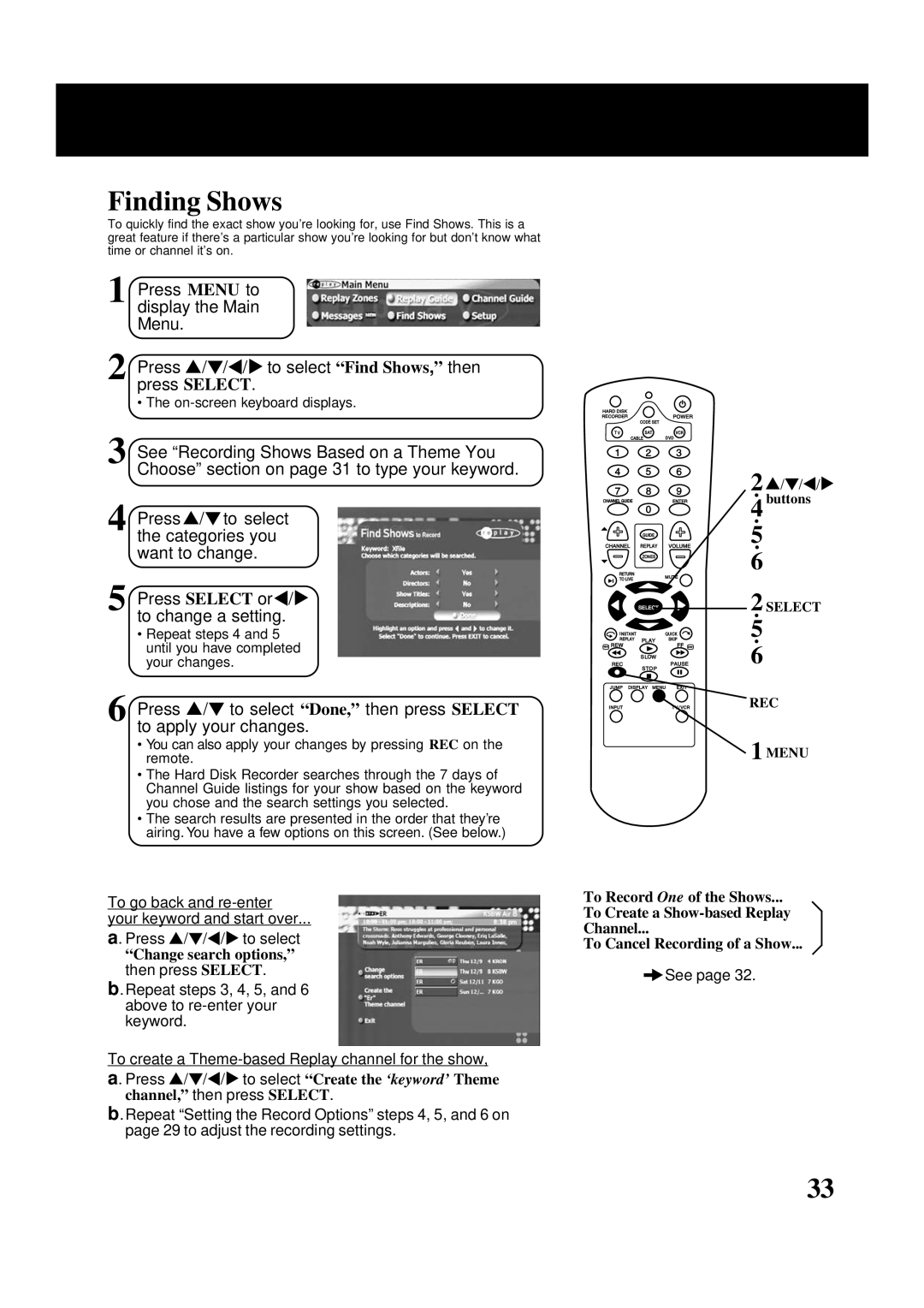 Panasonic PV-HS2000 operating instructions Finding Shows 