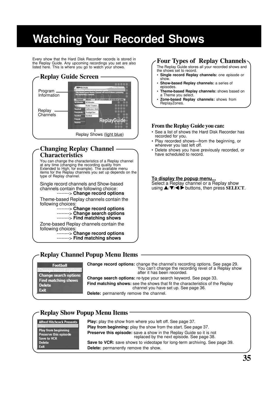 Panasonic PV-HS2000 operating instructions Watching Your Recorded Shows 