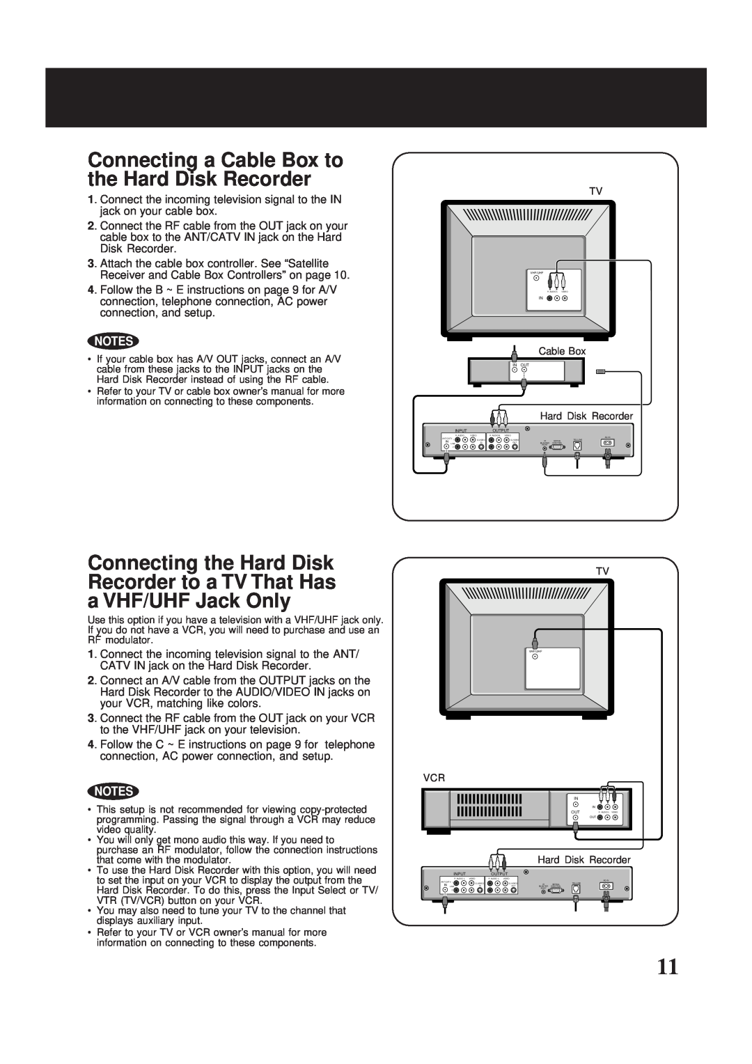 Panasonic PV-HS2000 operating instructions Connecting a Cable Box to the Hard Disk Recorder 