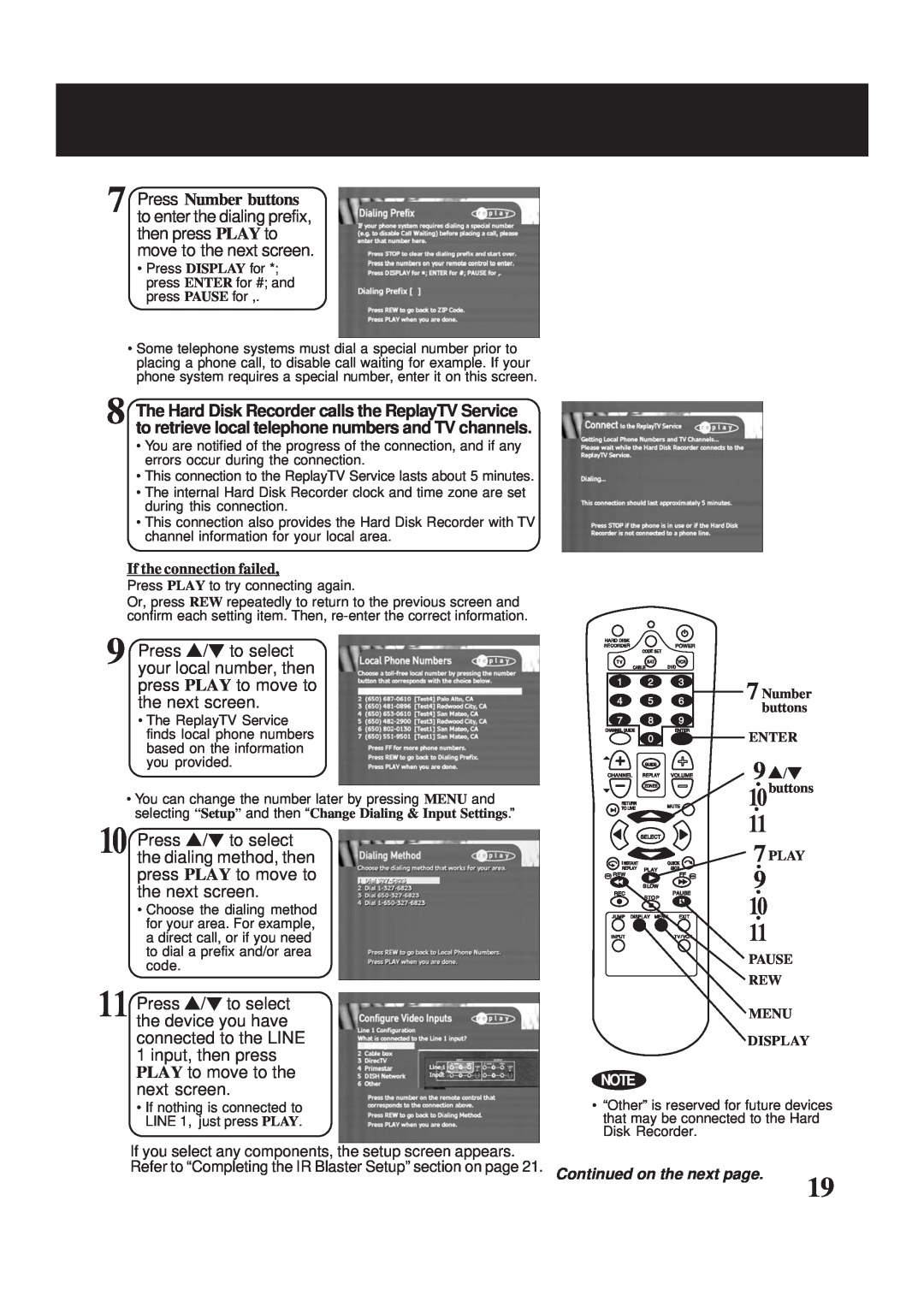 Panasonic PV-HS2000 operating instructions If the connection failed, If you select any components, the setup screen appears 