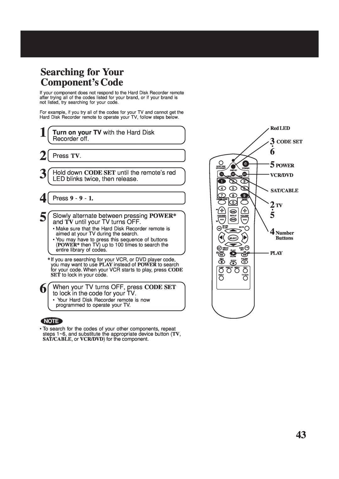 Panasonic PV-HS2000 operating instructions Searching for Your Component’s Code, 2 TV 