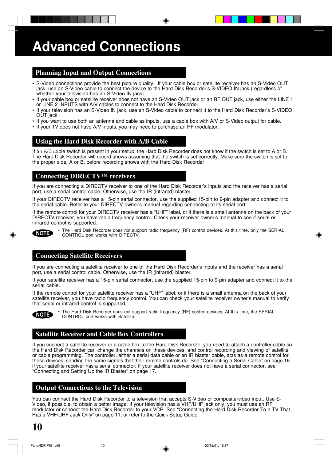 Panasonic PV-HS3000 manual Advanced Connections, Planning Input and Output Connections 