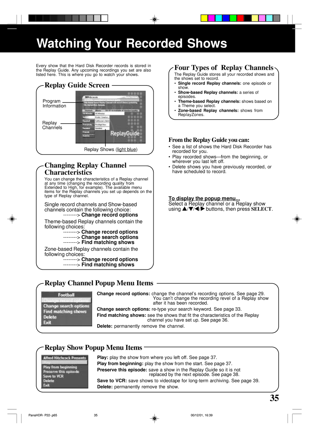 Panasonic PV-HS3000 manual Watching Your Recorded Shows 