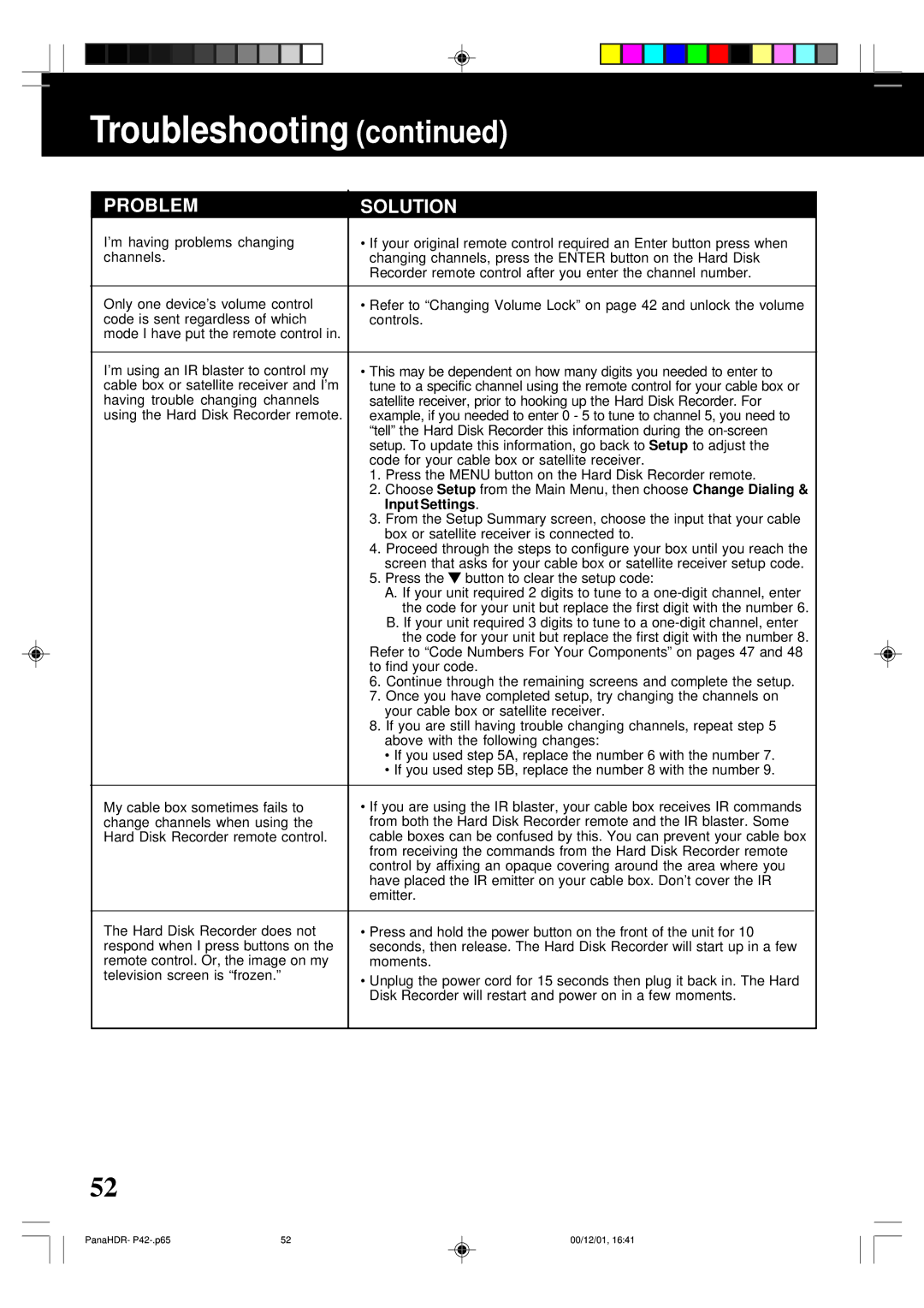 Panasonic PV-HS3000 manual Input Settings 