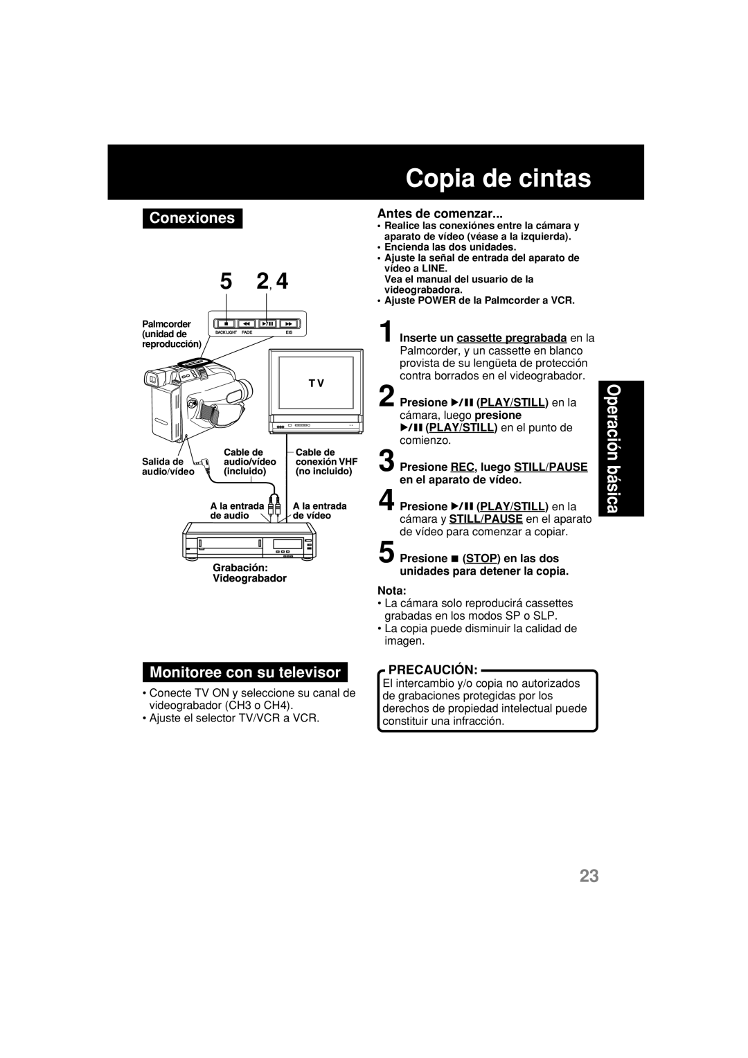 Panasonic PV-L354 operating instructions Copia de cintas, Conexiones, Monitoree con su televisor, Antes de comenzar 