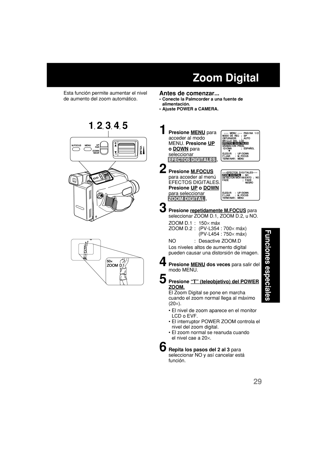 Panasonic PV-L354 operating instructions Zoom Digital 