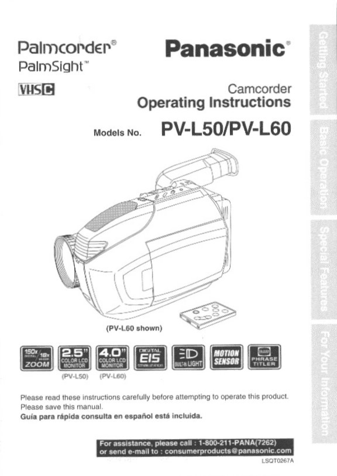 Panasonic PV-L60, PV-L50 manual 