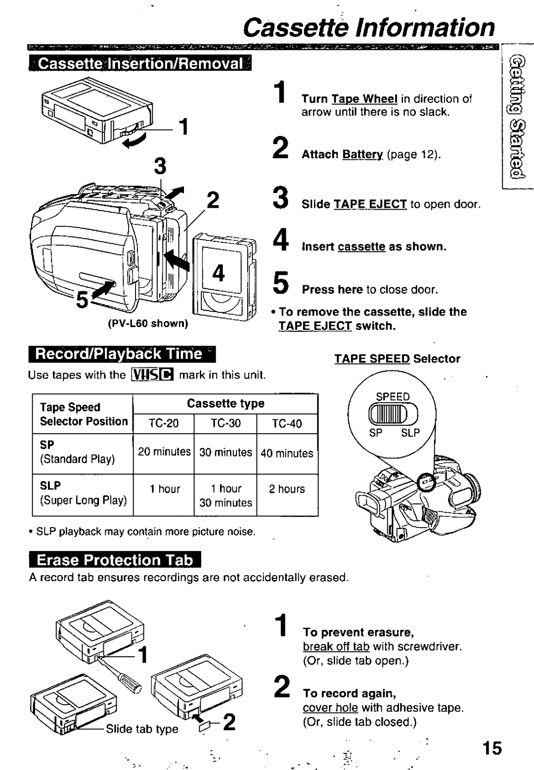 Panasonic PV-L60, PV-L50 manual 