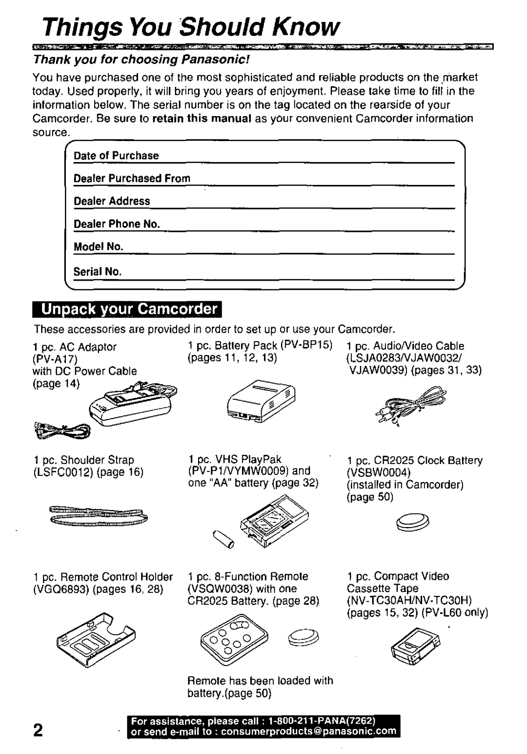 Panasonic PV-L50, PV-L60 manual 