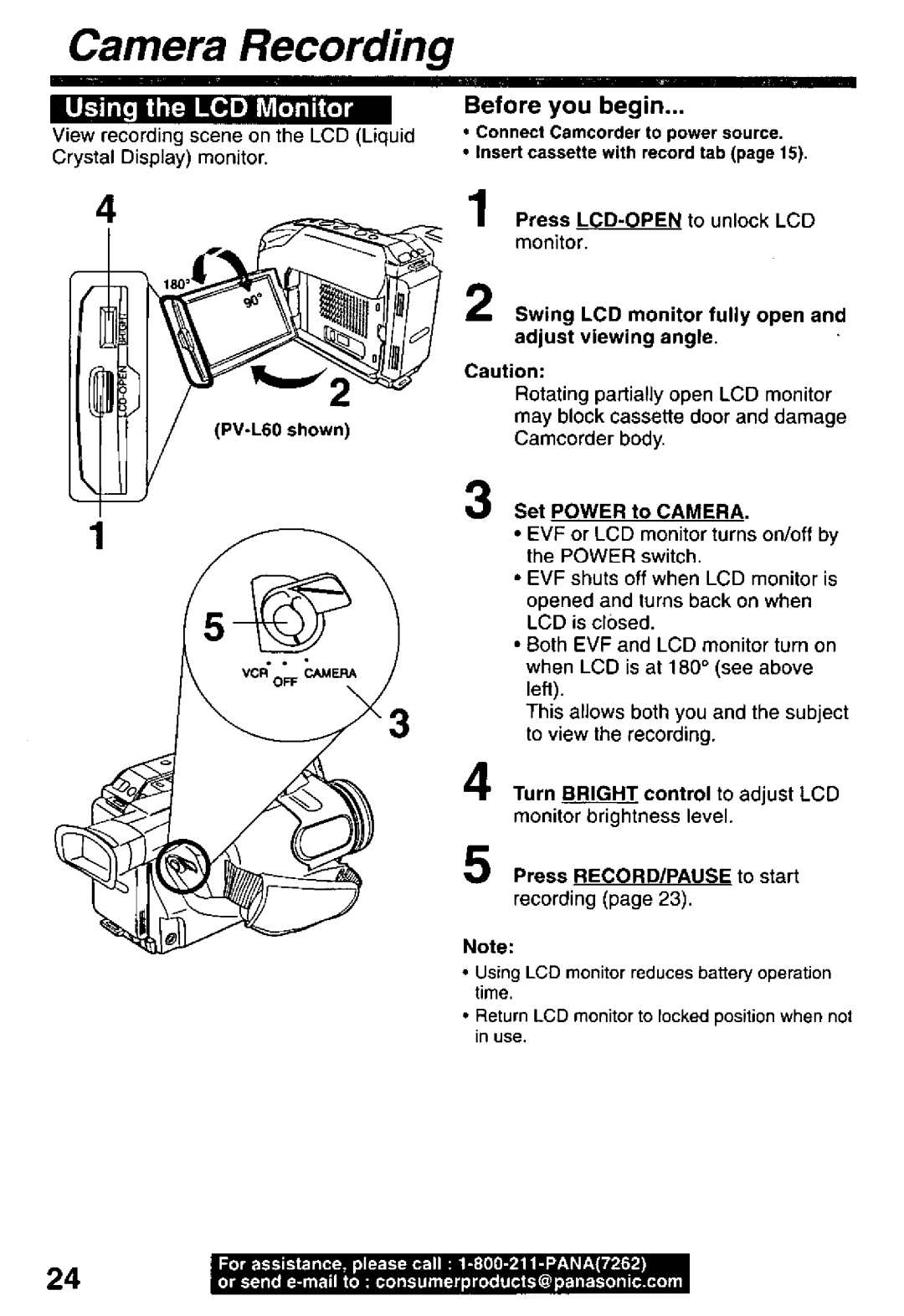 Panasonic PV-L50, PV-L60 manual 