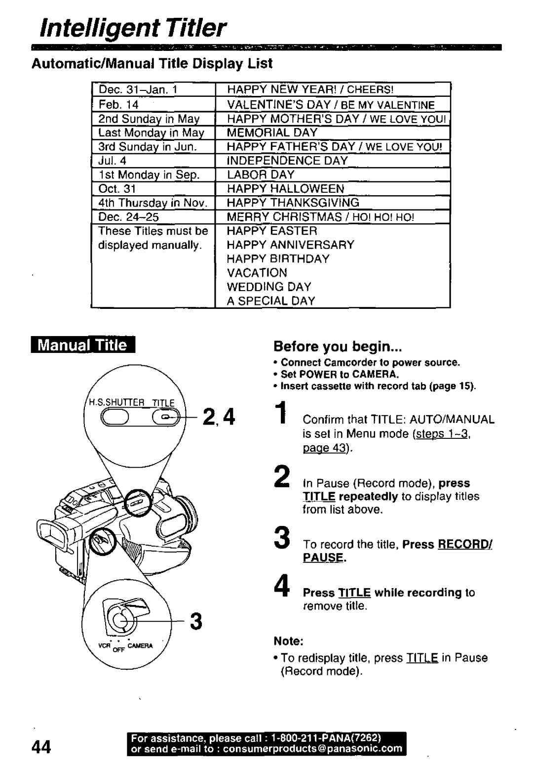 Panasonic PV-L50, PV-L60 manual 