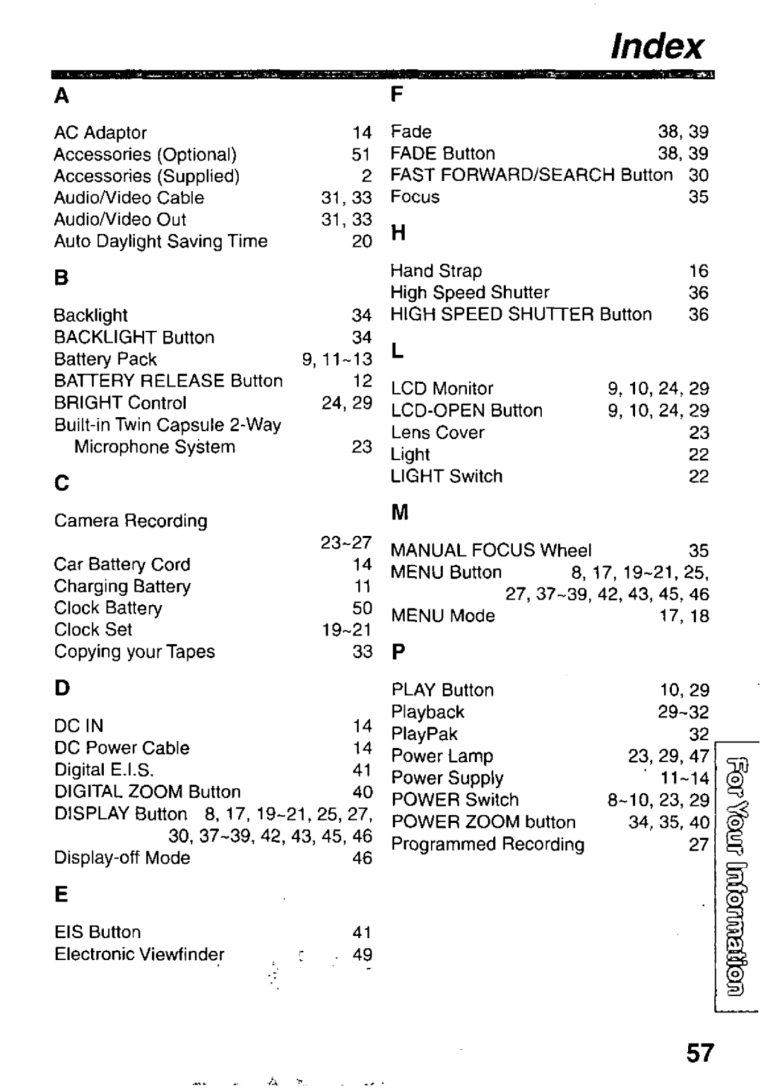 Panasonic PV-L60, PV-L50 manual 