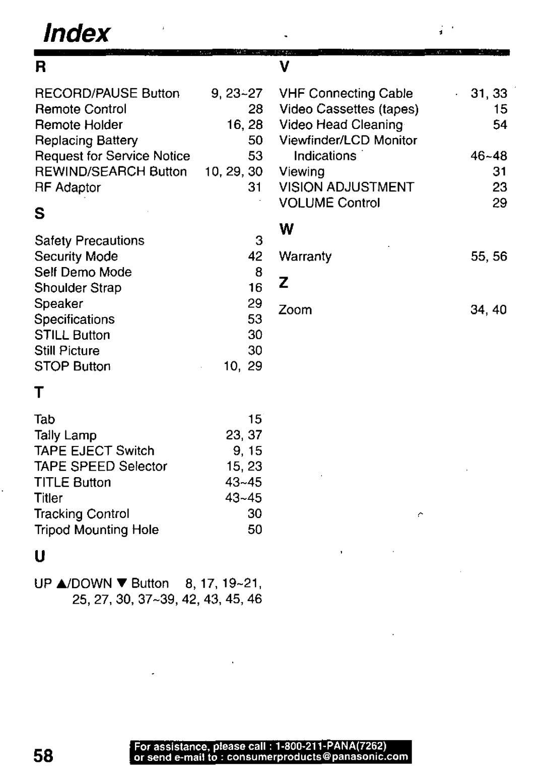 Panasonic PV-L50, PV-L60 manual 