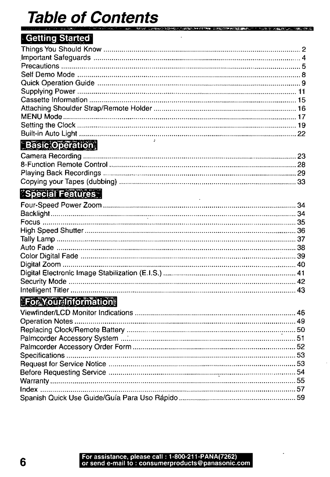 Panasonic PV-L50, PV-L60 manual 