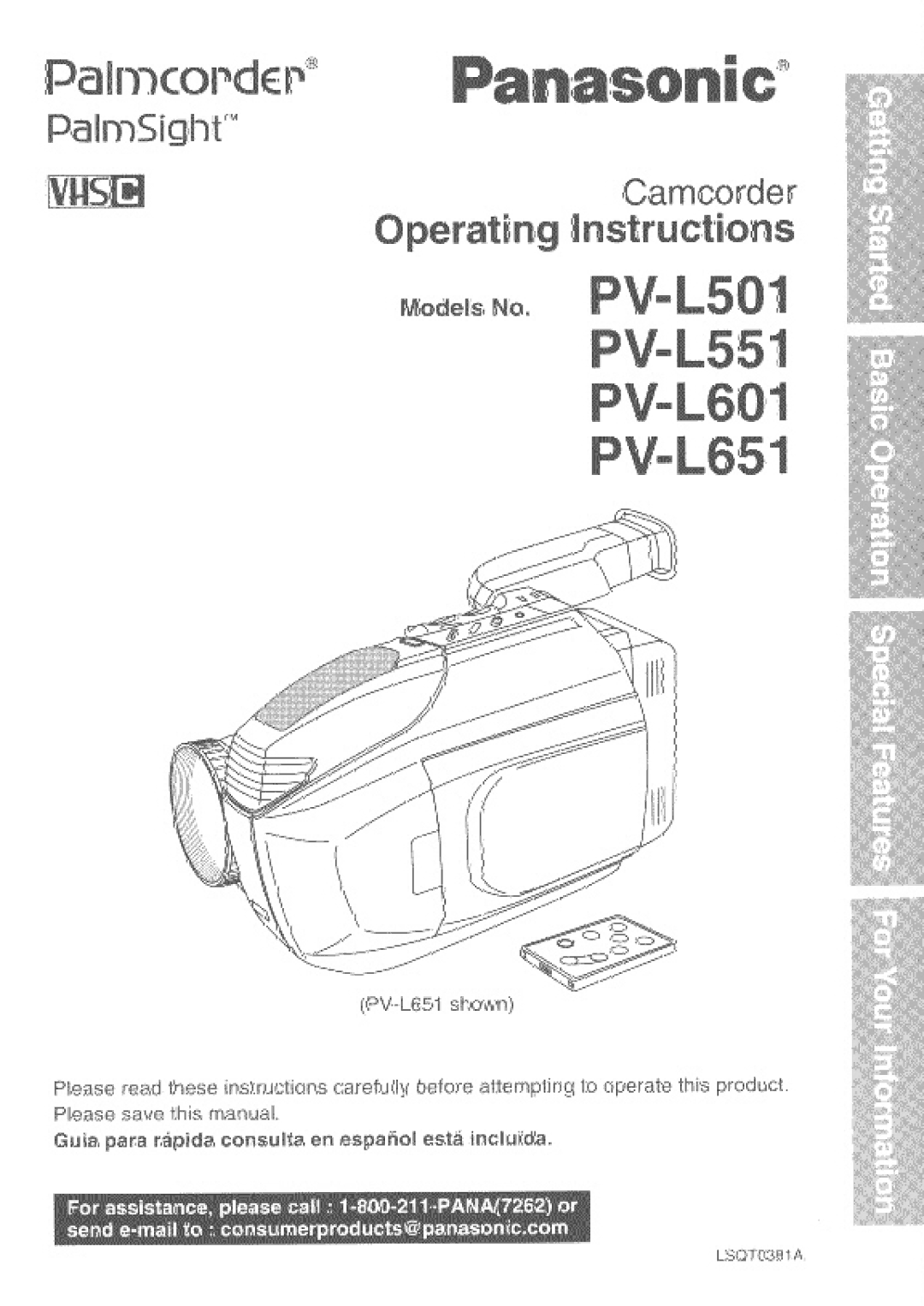 Panasonic PV-L501 manual 