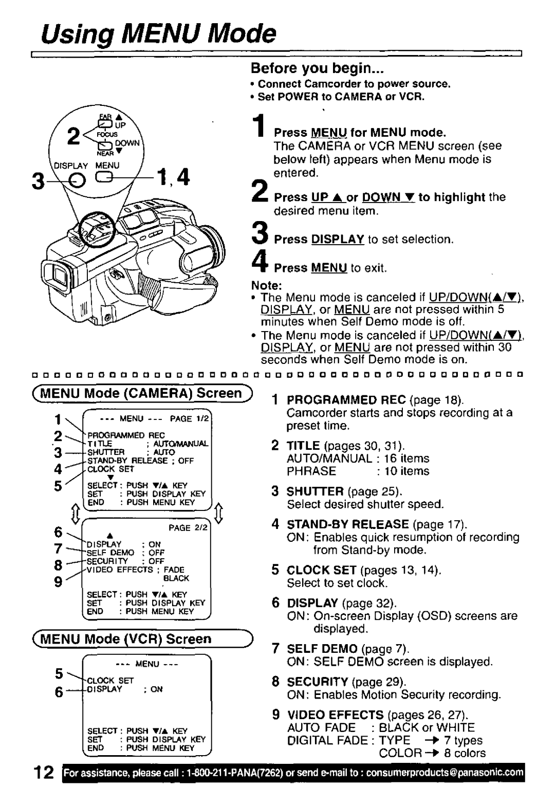 Panasonic PV-L501 manual 