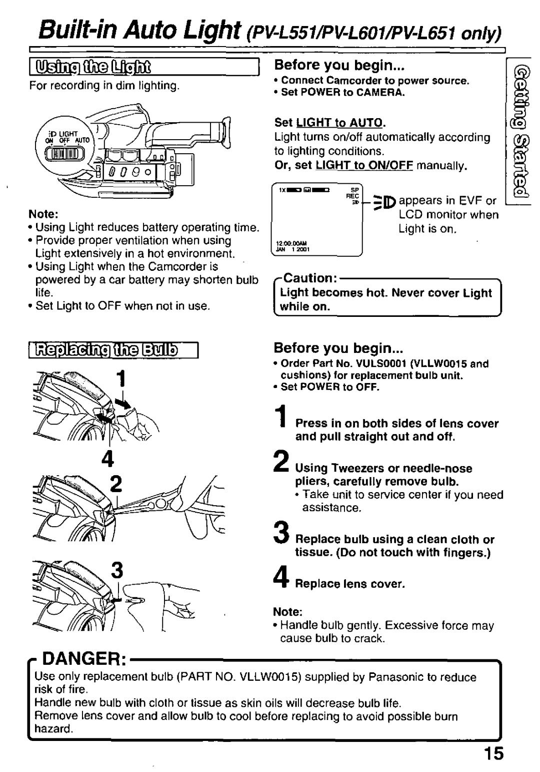 Panasonic PV-L501 manual 