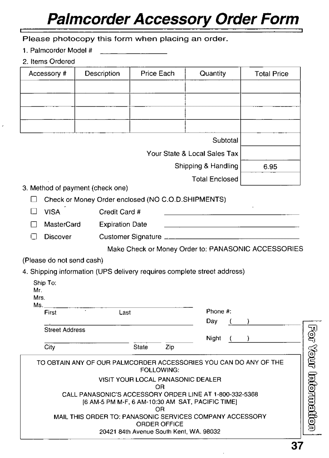 Panasonic PV-L501 manual 