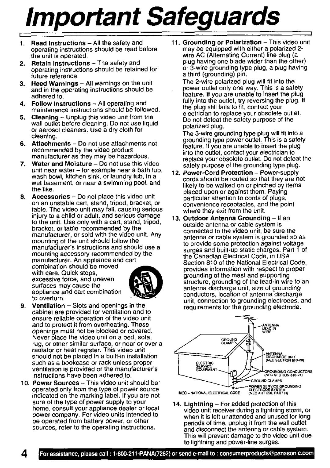 Panasonic PV-L501 manual 